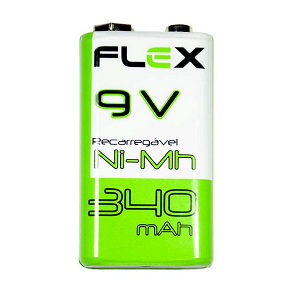 Bateria Recarregável Flex 9v 340mAh cartela com 01 pilha