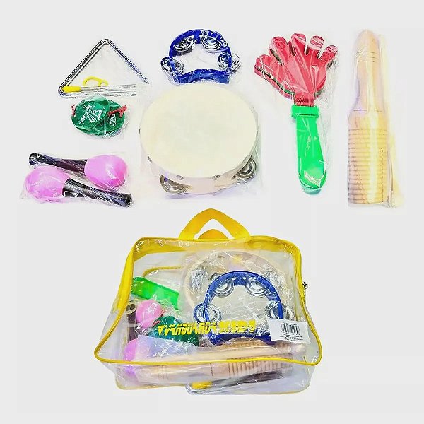 Kit Bandinha Percussão Infantil 7 Instrumentos Vanguarda