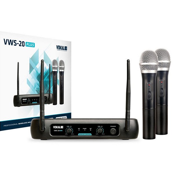 Microfone Vokal Sem Fio Duplo VWS 20 PLUS Freq. VHF