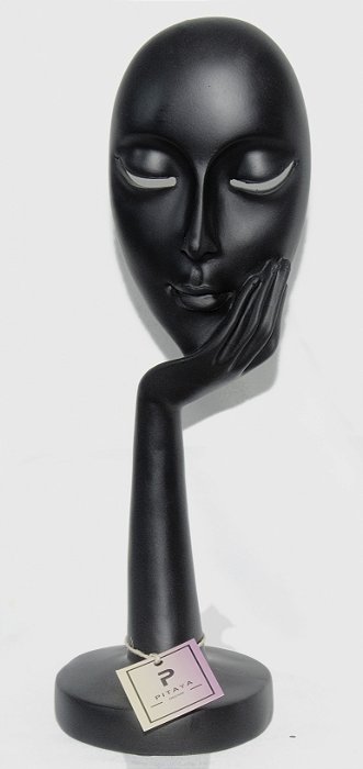 Escultura Decorativa  Poliresina Rosto (Preto) 36x13x11 cm
