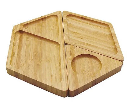 Petisqueira Bambu 23x20,8x1,6cm - Desmontável (Bege)