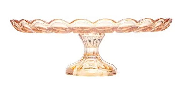 Prato P/Bolo Cristal C/Pé Angel Ambar 32x11cm