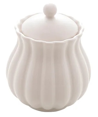 Açucareiro de Porcelana Petala Branca Matt 10,5x8,5cm.