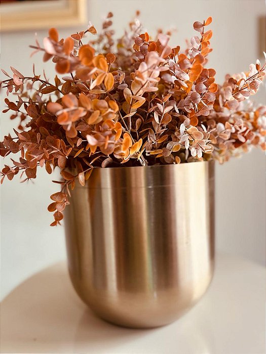 Vaso Redondo Metal Dourado.