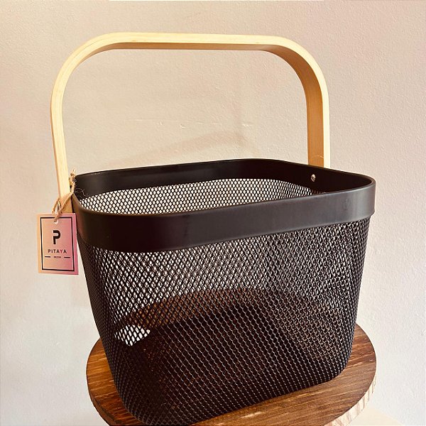 Cesto Multiuso Preto 24 cm em Metal