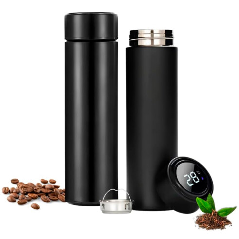 Garrafa Térmica 500ml Inteligente em Aço Inox Preta
