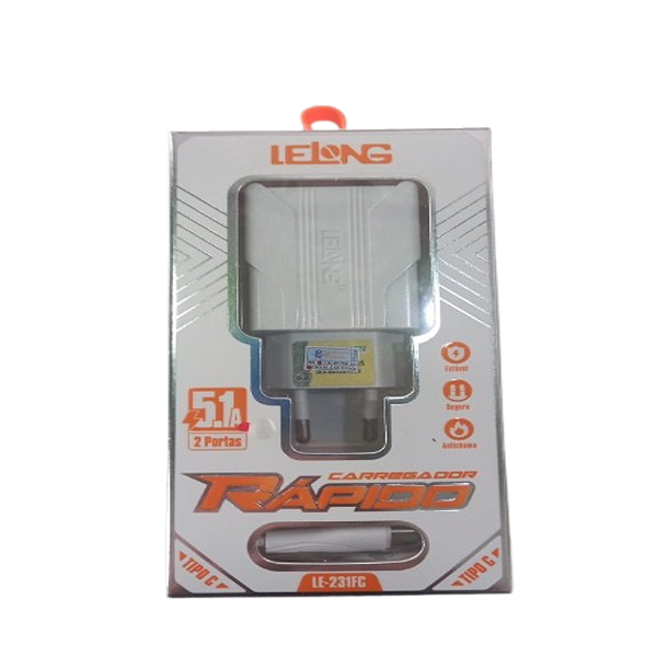 Carregador De Celular Tipo-c + 2 Usb 5.1a