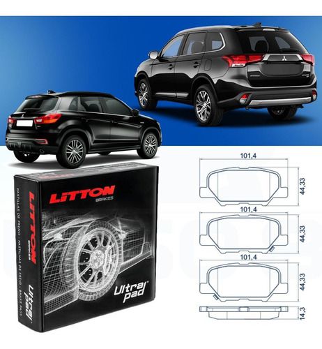 Pastilha Freio Traseira Cerâmica Mitsubishi All New Outlander 2.0 3.0 2014 a 2017 ASX 2013/..