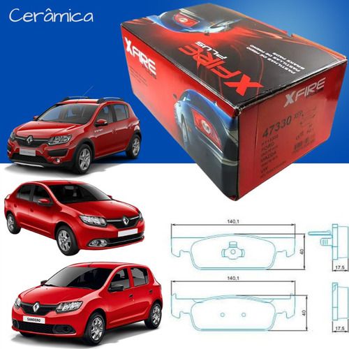 Pastilha Freio Dianteira Cerâmica Renaut Sandero Rs 2.0 2014/.. Logan 1.0 16v 2014/..