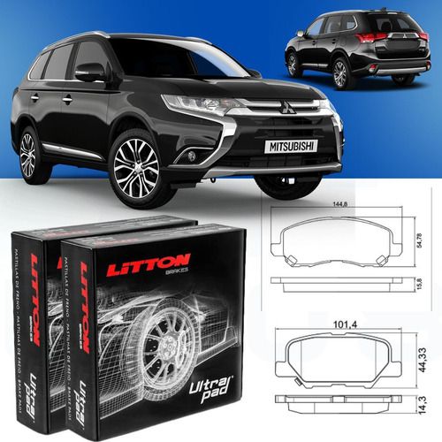 Kit Pastilha Freio Dianteira + Traseira Cerâmica Mitsubishi Asx 2.0 16v 2011/.. All New Outlander 2.0 3.0 2013/..