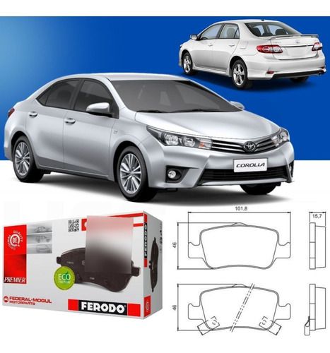 Pastilha Freio Traseira Cerâmica Toyota Corolla 1.8 XLi XEi Gli SEG 1.8 Altis 2.0 2008 a 2019