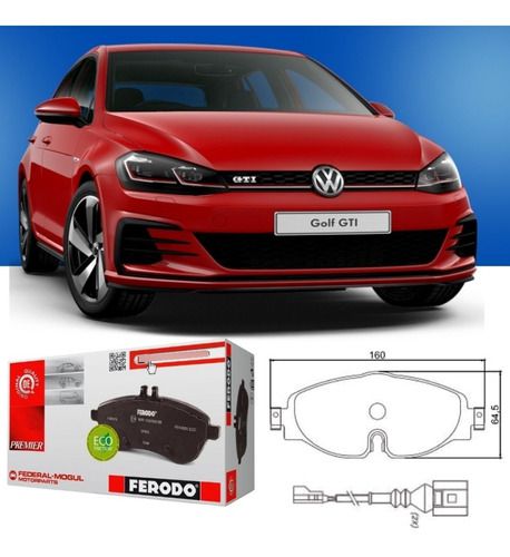 Pastilha Freio Dianteira Cerâmica Audi A3 1.4 1.8 2.0 2012/.. VW GOLF 1.4 2.0 GOLF VARIANT 2014/.. Taos 1.4 250 Tsi 2021/..