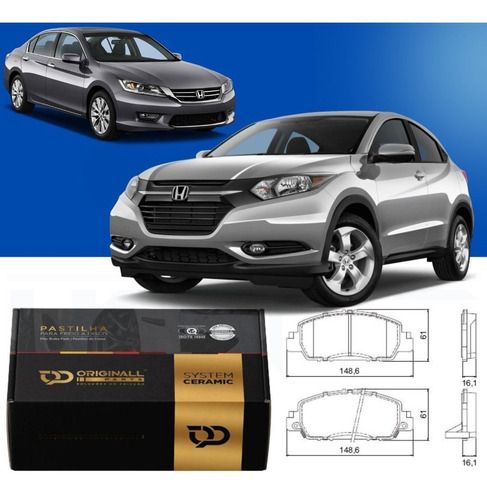 Pastilha Freio Dianteira Cerâmica Honda Accord 2012/.. HRV 1.8 EX EXL Touring 2015/..