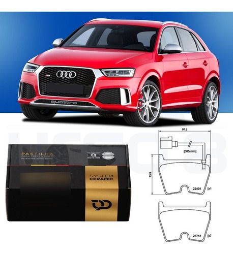Pastilha Freio Dianteira Cerâmica Com Sensor Audi A3 Sportback Rs3 Quattro 201/.. / Q3 Rs 2.5 Quattro 2013 a 2018 / TT Roadster 2.5 Rs Quattro 2016 Em Diante