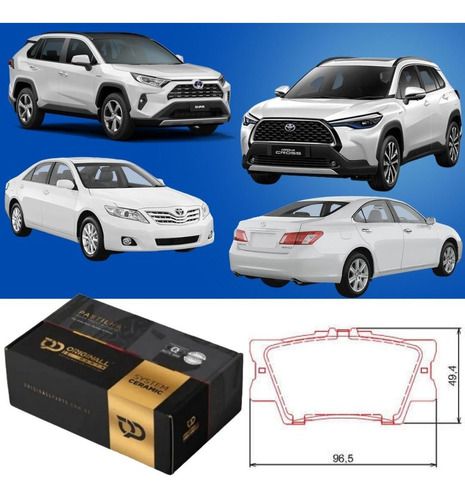 Pastilha Freio Traseira Cerâmica Toyota Camry 3.5 2007/.. Corolla Cross XR XRE XRV 2021/.. RAV4 2.0 2.5 2006/..