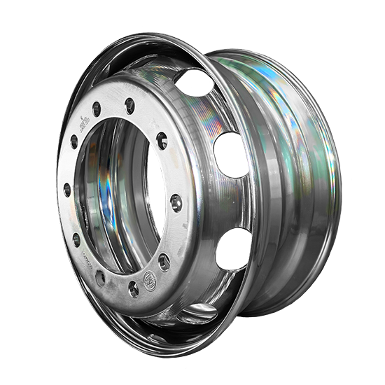 RODA DE AÇO ULTRALEVE CROMADA, ARO 22,5″ X 8,25″, 10 FUROS RETOS, PNEU 295