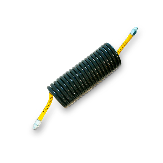 MANGUEIRA ESPIRAL DE AR AMARELO COM ADAPTADOR