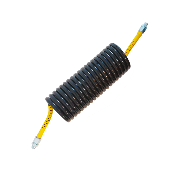 MANGUEIRA ESPIRAL DE AR AMARELO COM ADAPTADOR