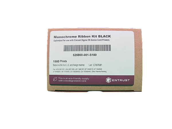 Ribbon Datacard Preto 525900-001-S100 P/ Sigma DS3 C/ 1500 Impressões