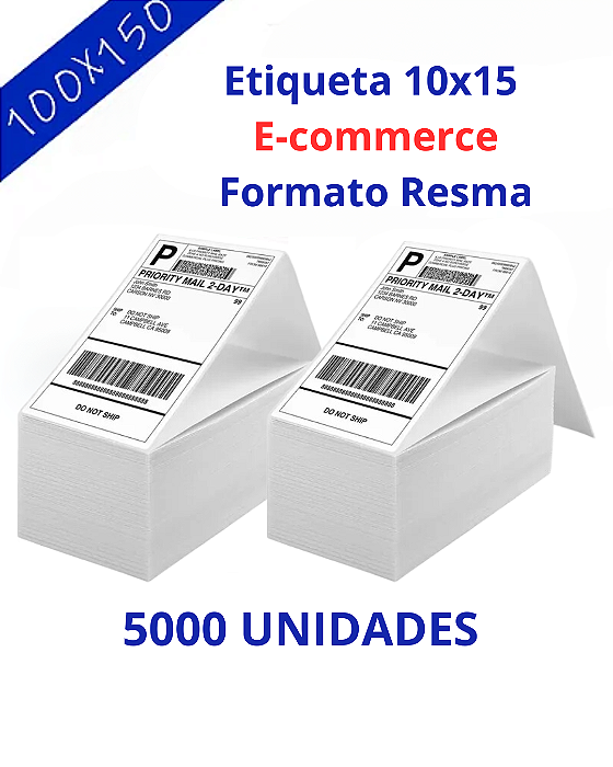 5.000 Etiquetas Térmicas 100x150 mm Formato Resma