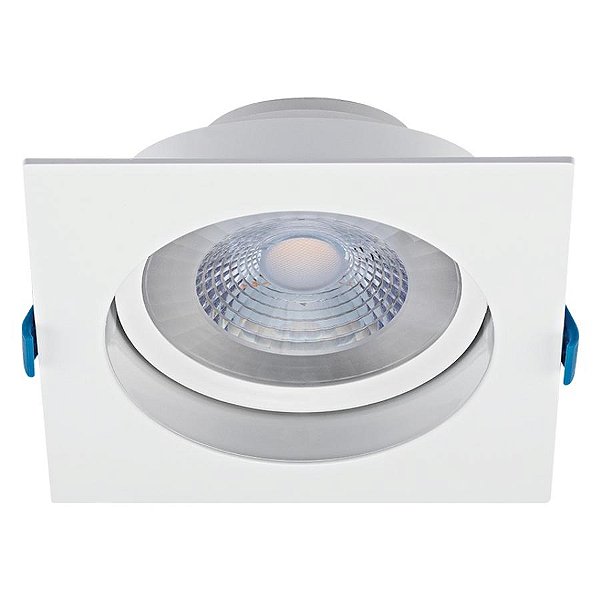 Plafon de embutir LED Easy recuado quadrado 30° 3000K 12W bivolt 14X14X7cm ABS branco.