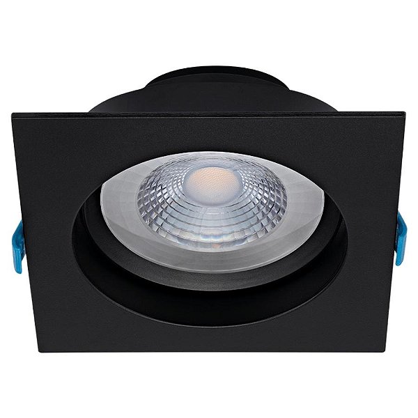 Plafon de embutir LED Easy recuado quadrado 30° 3000K 12W bivolt 14X14X7cm ABS preto.