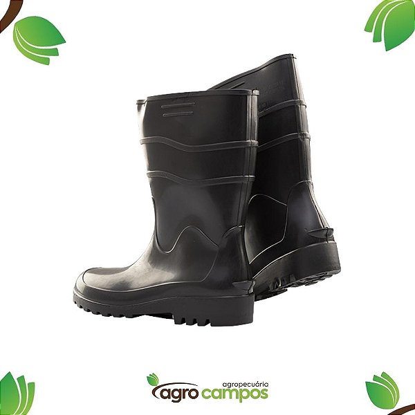 Bota Baspan PVC Preta de Cano Médio S/Forro