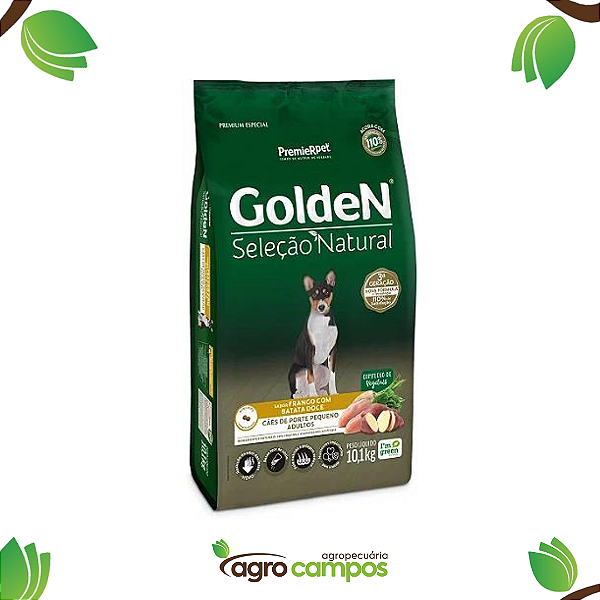 Golden Seleção Natural Cães Adultos de Porte Pequeno (10,1Kg) Frango e Batata Doce