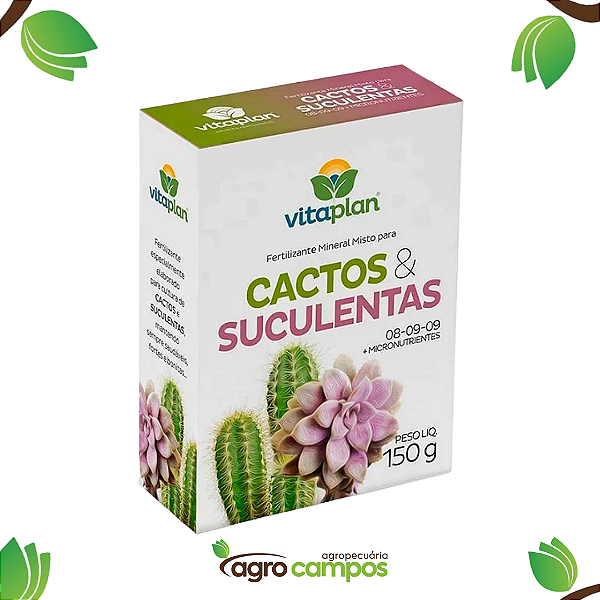 Vitaplan - Fertilizante Mineral Misto Para Cactos e Suculentas 08-09-09+Micronutrientes(150g)