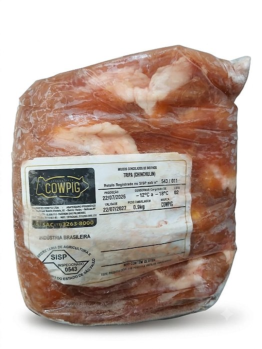 Chinchulin Cp Bovino -Congelado (Peso Variável de 1,25 kg a 1,55 Kg). Preço Kg / R$ 41,90 (Preço do Item baseado no peso máximo).