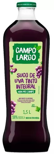 Suco de Uva Tinto Integral Campo Largo 1,5l Vidro.