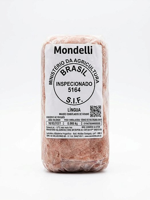 Lingua Bovina Mondelli - Congelada (Peso variável 1,10 kg a 1,30 Kg). Preço Kg / R$ 19,90. (Preço do Item baseado no peso máximo).