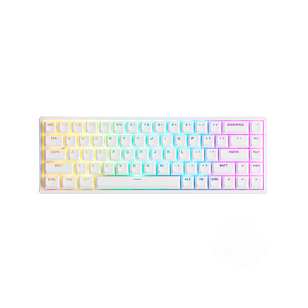 Teclado Mecânico Gamer Akko Shine Through Branco 65% 3068s V2 Switch Jelly Pink Rosa