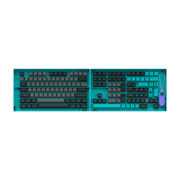 Keycaps Akko Asa Pbt Double Shot Kit 197 Teclas Black Cyan