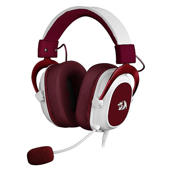 Headset Gamer Redragon Hero Branco E Vermelho H530 P3