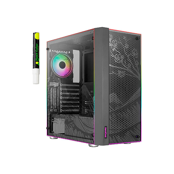 Gabinete Gamer Aerocool Skribble V1 Preto Atx Mid Tower