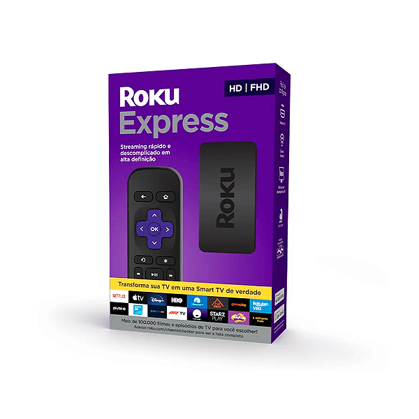 Streaming Player Roku Express Full Hd Com Controle E Cabo Hdmi