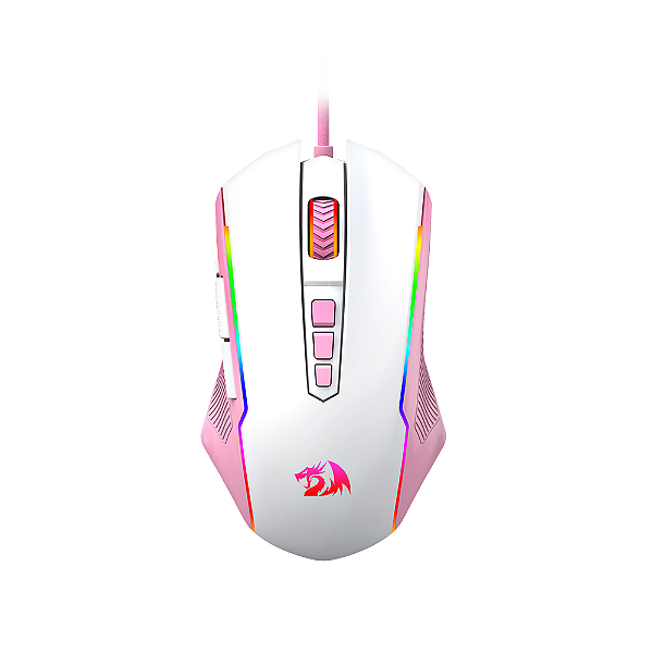 Mouse Gamer Redragon Ranger Lollipop Branco Com Rosa Rgb