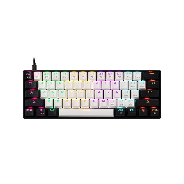 Teclado Gamdias Aura Gk2 Branco Preto Rainbow Switch Azul Pt