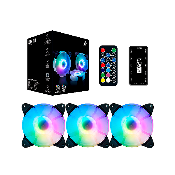 Kit Com 3 Fans Gamer 1stplayer Cc Combo Rgb 120mm