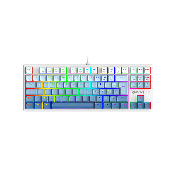 Teclado Gamer Redragon Daksa Branco E Azul Rgb Switch Marrom