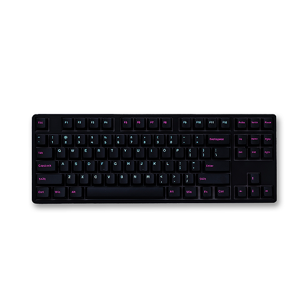 Teclado Mecânico Akko 5087S QMK Via Midnight Preto Rosa e Azul Switch Gateron Pink