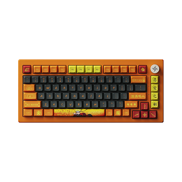 Teclado Mecânico Akko Naruto Uzumaki 20th Year Anniversary 5075B Plus Switch Crystal