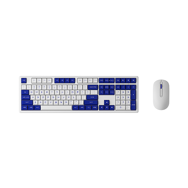 Kit Teclado Membrana e Mouse Akko MX108 Branco e Azul