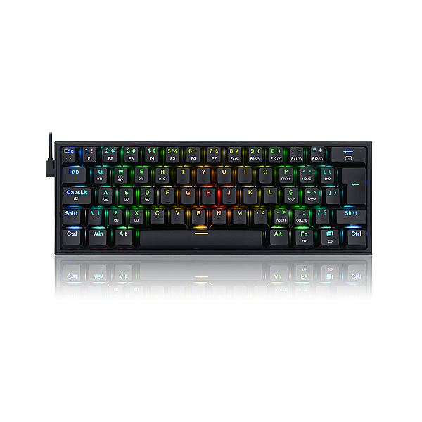 Teclado Gamer Redragon Fizz Pro RGB Preto Switch Azul ABNT2