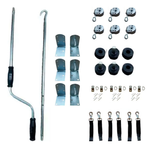6 Kit Mancais+6 Redutor+6 Bucha+3 Manivela+6 Mosquetão/tira