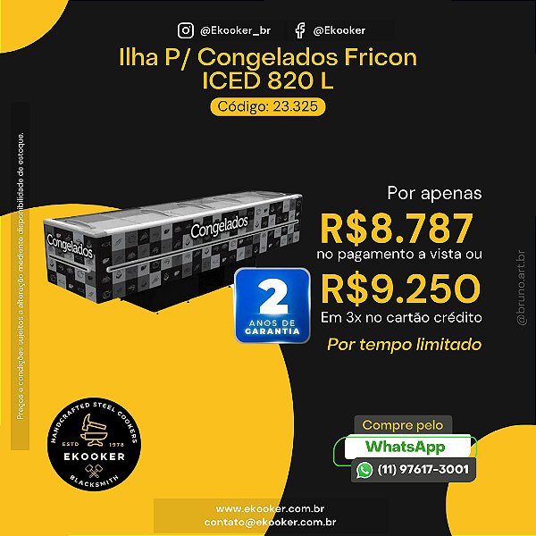 Ilha para Congelados ICED 820L (2 anos de garantia)