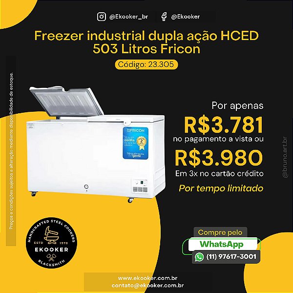 Freezer Industrial dupla ação HCED 503 litros