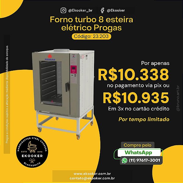 Forno Turbo 8 esteira elétrico