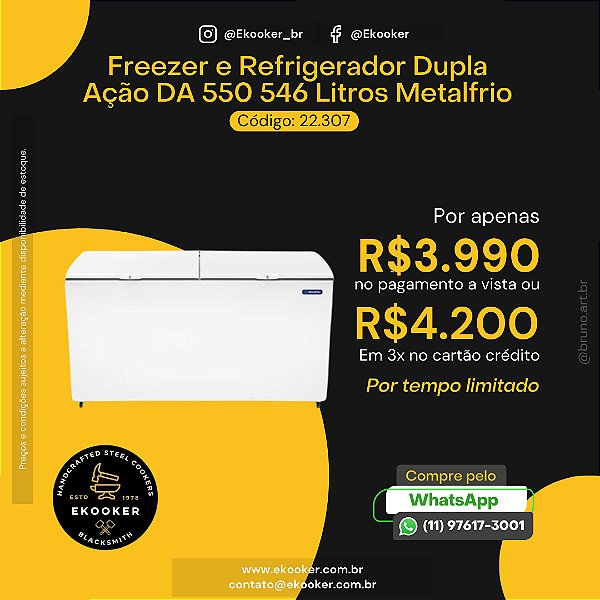 Freezer e Refrigerador Dupla Ação DA 546 Litros